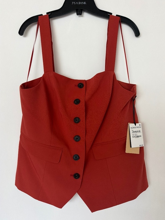 Nordstrom Tops - Nordstrom Red Button Front Tailored Vest NWT